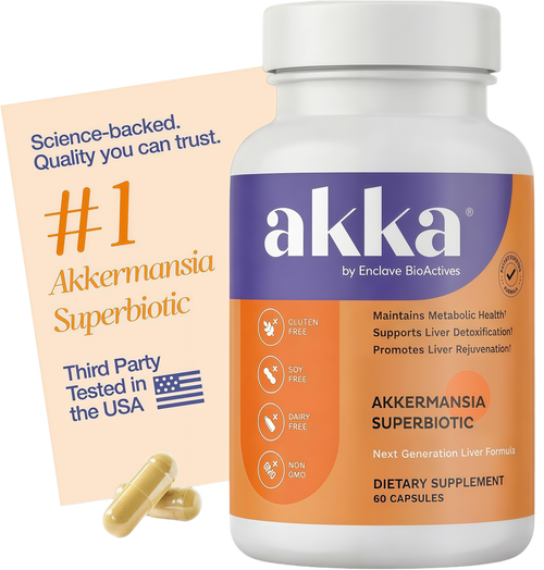AKKA Akkermansia Probiotic, Liver Cleanse, Detox & Repair, Non-GMO, 60 Caps