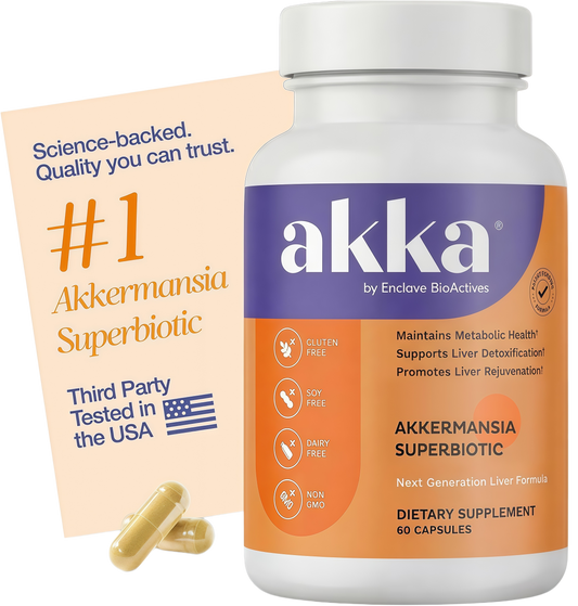 AKKA Akkermansia Probiotic, Liver Cleanse, Detox & Repair, Non-GMO, 60 Caps